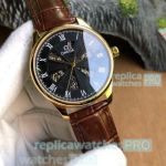 Knockoff Omega Automatic Watch Gold Case Black Roman Dial